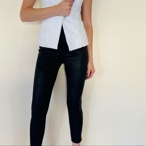 Bebe black faux leather look back zipper leggings